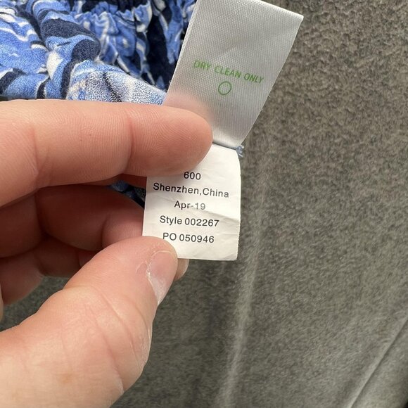 Lilly Pulitzer Top Womens 2 Blue Floral Ruffle Smocked Peplum Sleeveless Shirt - Picture 9 of 10